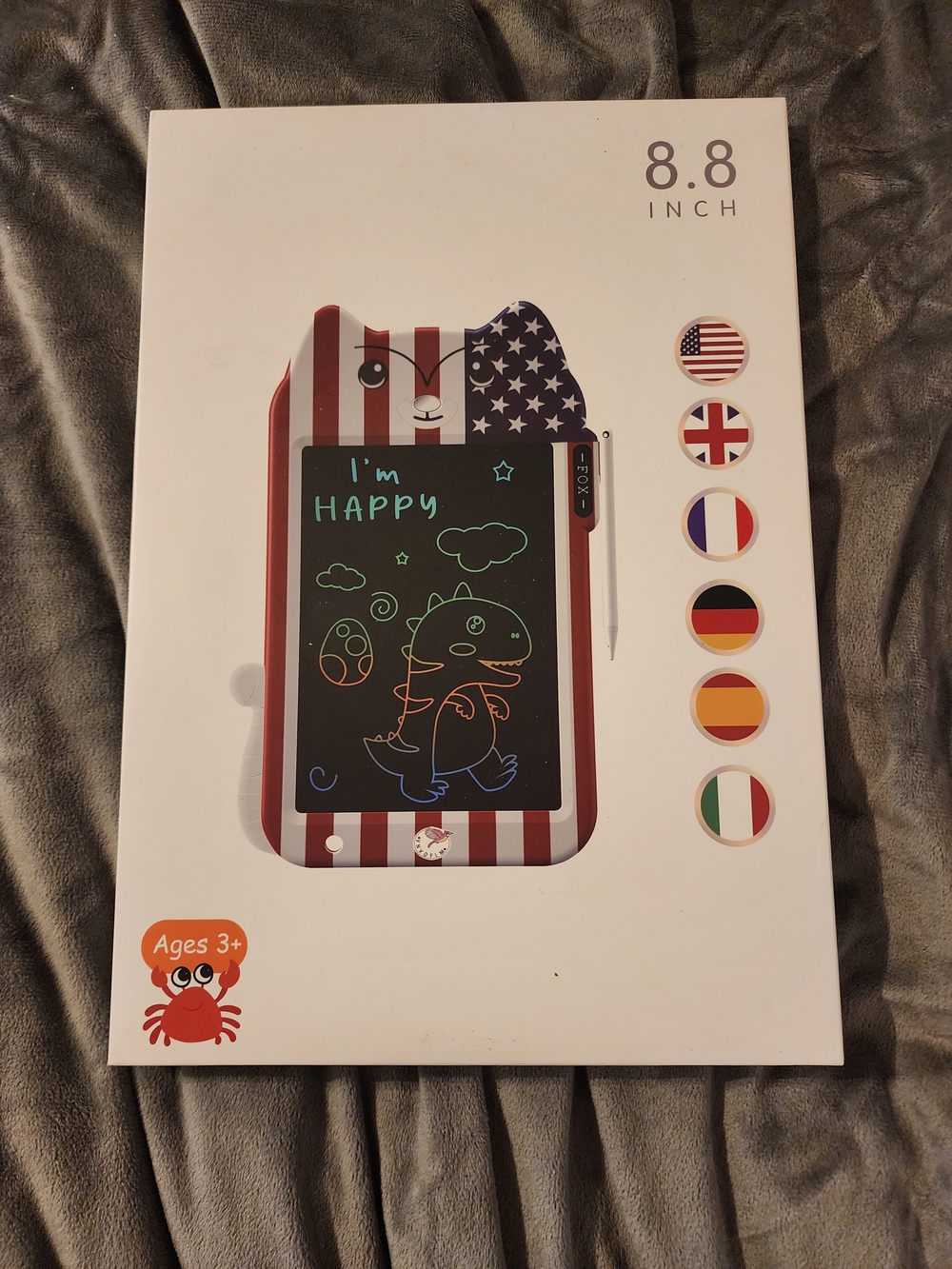 8.8" Kids LCD Writing Tablet - American Flag Fox Design